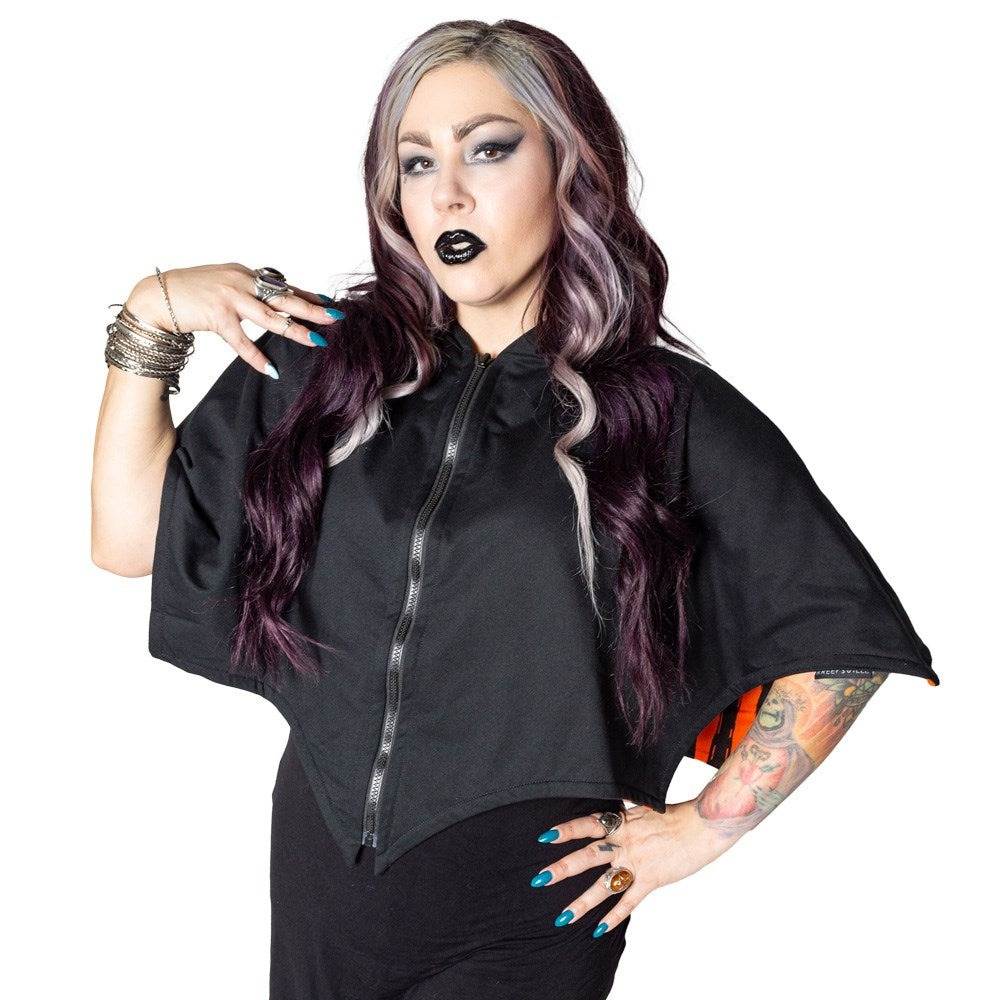 Kreepsville - Reversible Trick Or Treat Pumpkin Shoulder Umhang/Mantel/Poncho - Schwarz/Orange